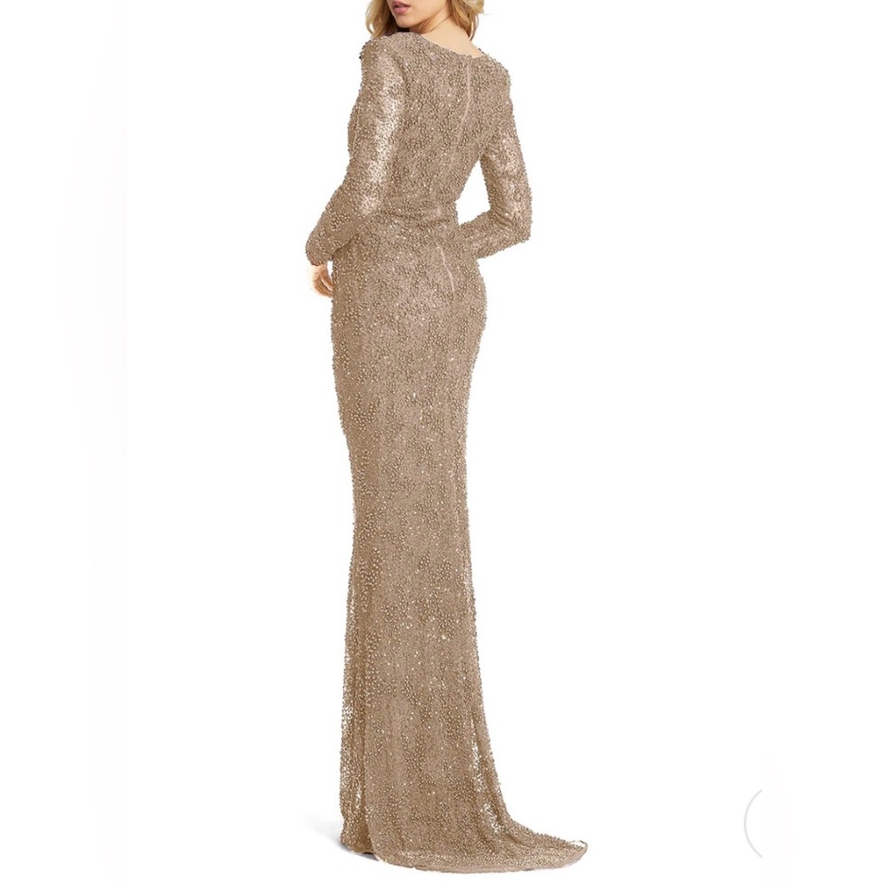 MAC DUGGAL BEADED ILLUSION PLUNGE NECK LONG SLEEVE GOWN SIZE 8. NWOT SKU 6375 - Picture 3 of 3